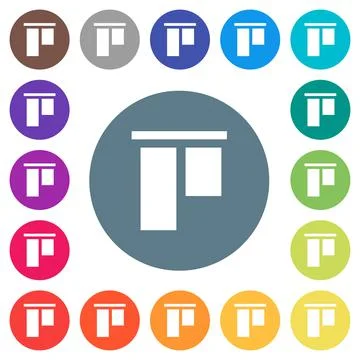 Align to top flat white icons on round color backgrounds Stock Illustration