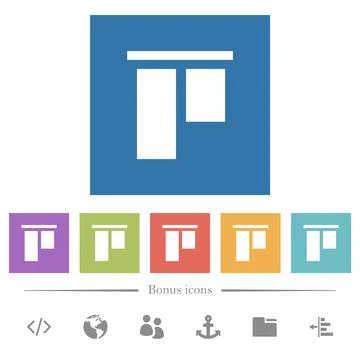 Align to top flat white icons in square backgrounds イラスト素材