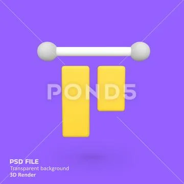 Align Top isolated 3d render icon illustration PSD Template