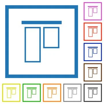 Align to top outline flat framed icons Stock Illustration