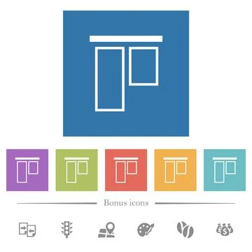 Align to top outline flat white icons in square backgrounds Stock Illustration