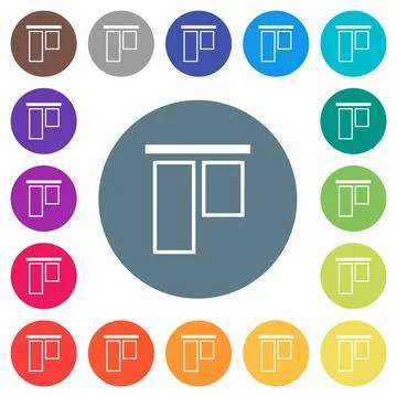 Align to top outline flat white icons on round color backgrounds Illustrazione stock