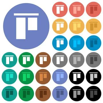 Align to top round flat multi colored icons Stock Illustration