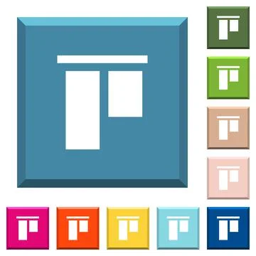 Align to top white icons on edged square buttons Stock Illustration