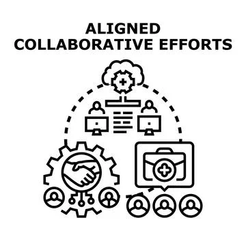Aligned collaborative efforts achieving business success Stock Illustration