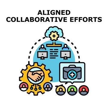 Aligned collaborative efforts achieving business success Stock Illustration