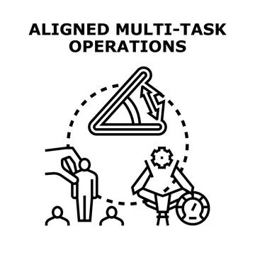 Aligned multi task operations developing project management strategy Stock Illustration