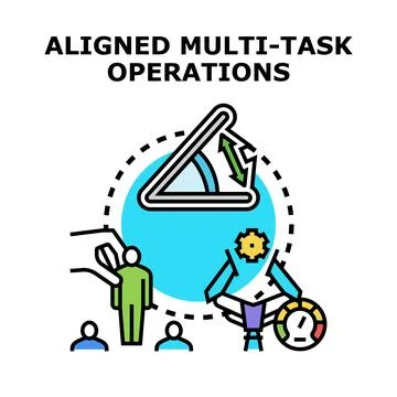 Aligned multi task operations developing project management strategy Stock Illustration