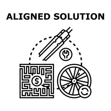 Aligned solution concept finding business problem answer Stock Illustration