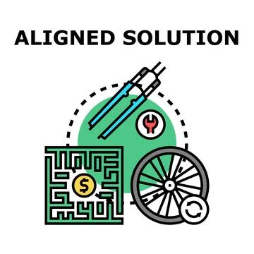 Aligned solution concept finding business problem answer Stock Illustration