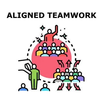 Aligned teamwork concept working together for success Stock Illustration