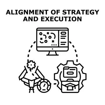 Aligning business strategy with execution process concept Illustrazione stock
