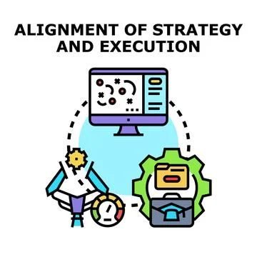 Aligning business strategy with execution process concept Stock Illustration