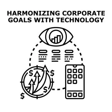 Aligning corporate goals with digital technology solutions Stock Illustration