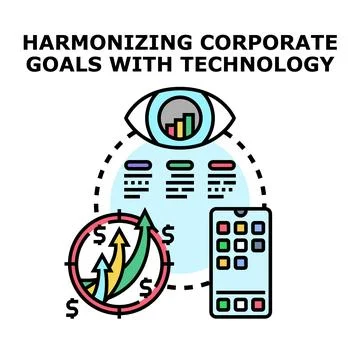 Aligning corporate goals with digital technology solutions Stock Illustration