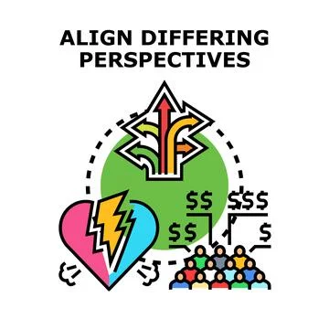 Aligning different perspectives for common goal solution Stockillustratie