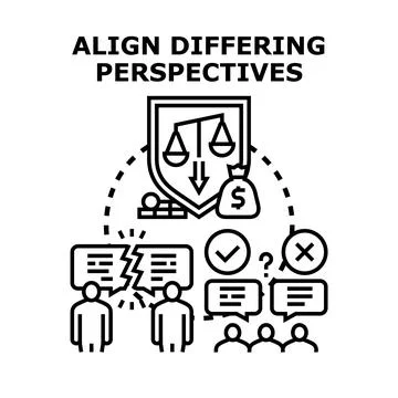 Aligning differing business perspectives and conflict resolution Stock Illustration