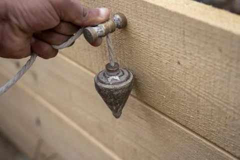 Aligning the formwork to the level for pouring concrete Stock Photos