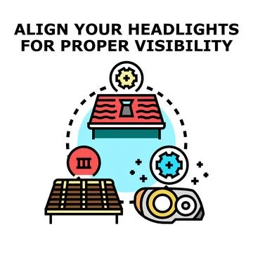 Aligning headlights for proper vehicle visibility and safety Stock Illustration