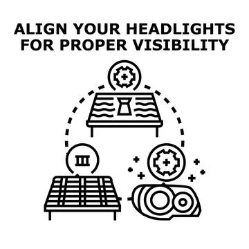 Aligning headlights for proper vehicle visibility and safety Stock Illustration