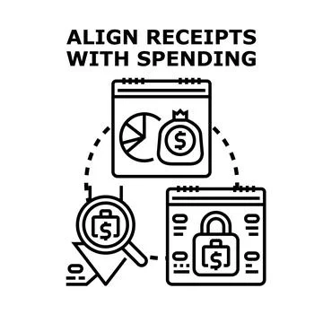 Aligning receipts with spending for financial management Stock Illustration