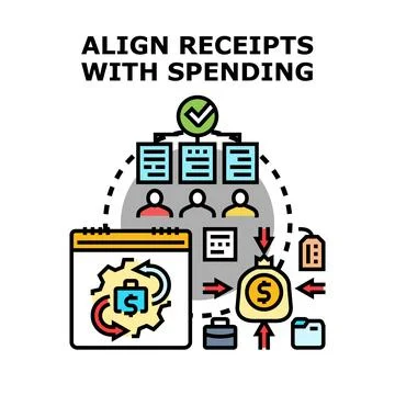 Aligning receipts with spending for financial management Stock Illustration