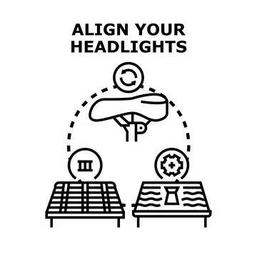 Aligning vehicle headlights for proper beam adjustment Stock Illustration