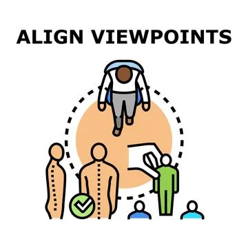 Aligning viewpoints achieving proper spinal posture health Stock Illustration