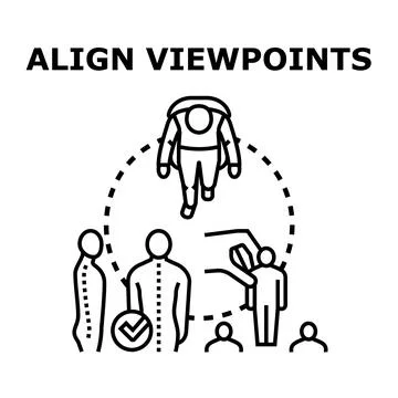 Aligning viewpoints achieving proper spinal posture health Stock Illustration