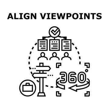 Aligning viewpoints for business strategy consensus concept Stock Illustration