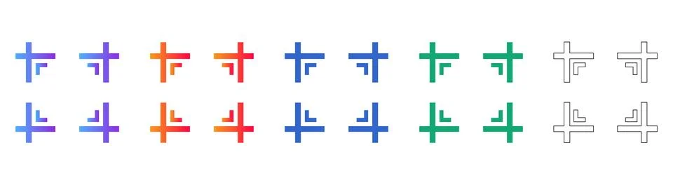 Alignment and Corner Adjustment Icon Set Stock Illustration