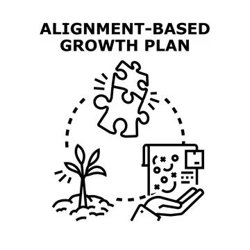 Alignment based growth plan concept creating synergy for development Stockillustratie
