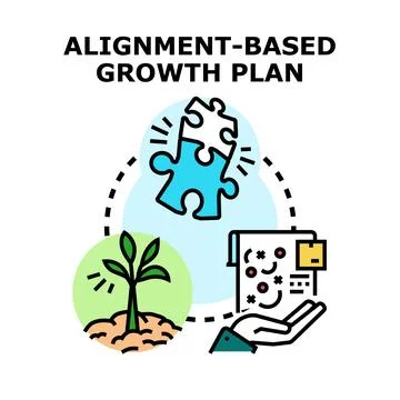 Alignment based growth plan concept creating synergy for development Stock Illustration