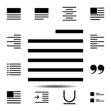 Alignment, editorial, text icon. Simple glyph, flat vector of Text editor set Stock Illustration