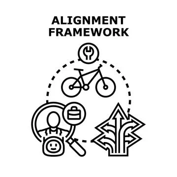 Alignment framework concept showing business strategy road map Stock Illustration