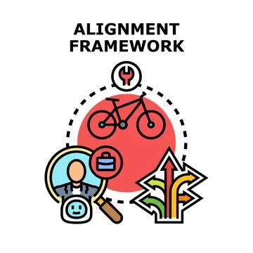 Alignment framework concept showing business strategy road map Stock Illustration