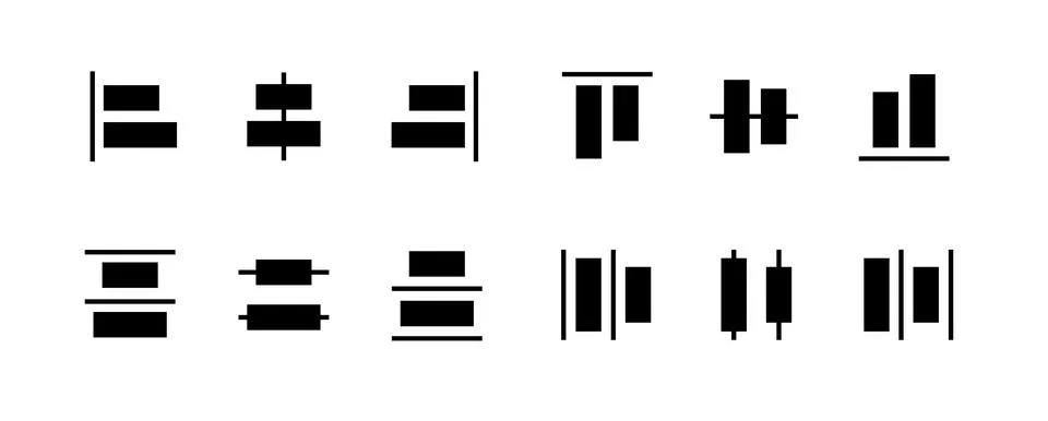 Alignment icon set for object positioning in vector graphic editor interface Stock Illustration