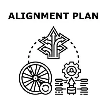 Alignment plan strategy developing choosing future direction Illustrazione stock