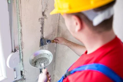 Alignment of rough edges with plaster cast Stock Photos