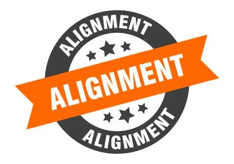 Alignment sign. alignment round ribbon sticker. alignment tag Stock Illustration
