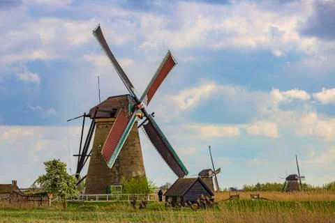 Alignment of Unesco windmills Stock-Fotos