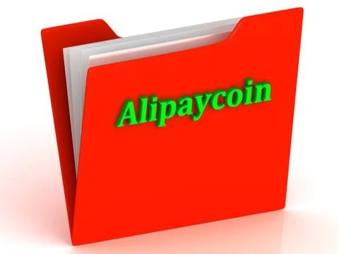 Alipaycoin- bright green letters on a gold folder on a white background Stock Illustration