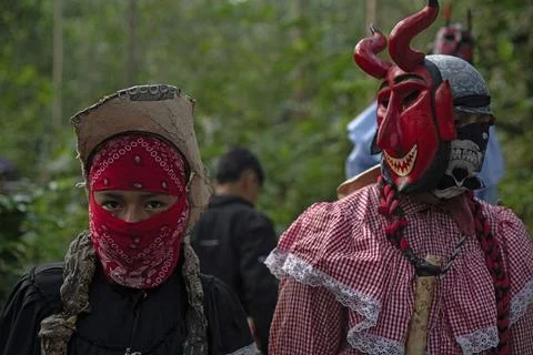 Alitze Mexico Devil Dance Ritual Stock Photos