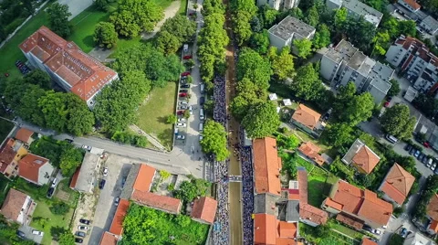 Alka procession in Sinj, aerial ascent shot Stock Footage 42854918