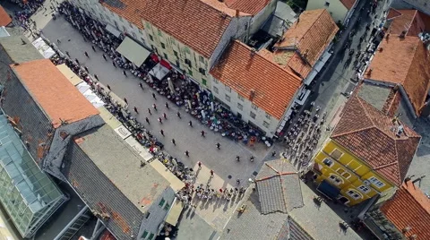 Alka procession in Sinj, aerial shot Stock-Footage 42854489