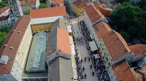 Alka procession in Sinj, aerial shot Stock Footage 42854629