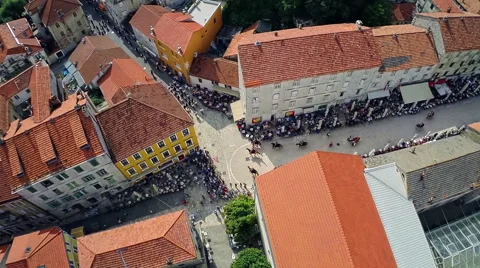 Alka procession in Sinj, aerial shot Stock-Footage 42854695