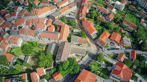 Alka procession in Sinj, aerial shot Stockbeeldmateriaal 42854874