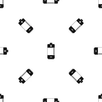 Alkaline battery pattern seamless black Stockillustratie