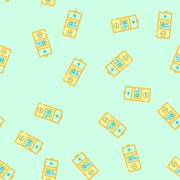 Alkaline battery vector seamless pattern Stock Illustration